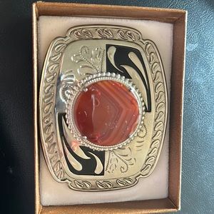 Stainless Steel and Jasper Belt Buckle